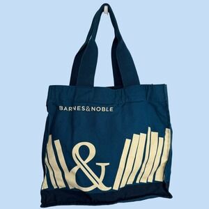 Barnes & Noble Teal Blue Canvas Tote Bag Graphic Bookish Bookstore Carryall